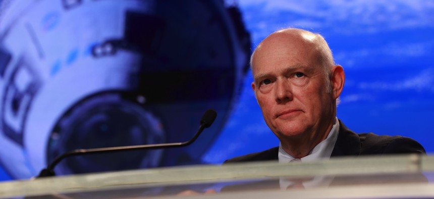 Tory Bruno, the president and CEO of United Launch Alliance, during a press conference after the launch of Boeing’s Starliner spacecraft was scrubbed on June 1, 2024, in Cape Canaveral, Florida.