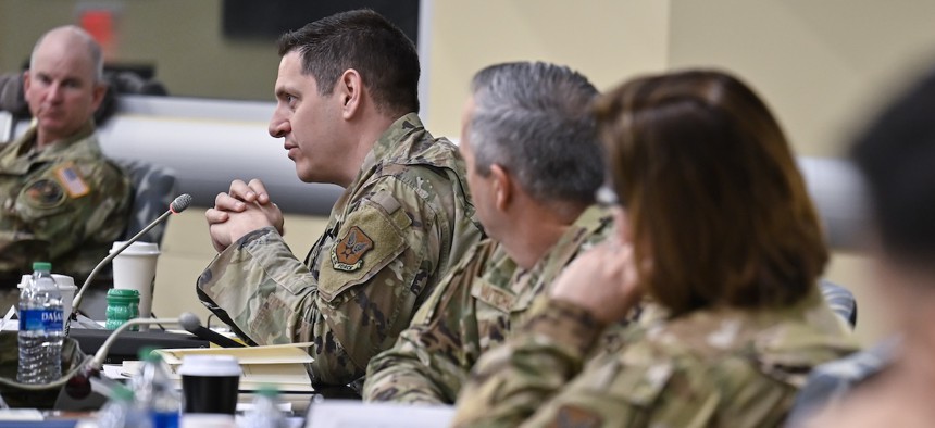 Maj. Gen. Joseph Kunkel speaks during a senior leader course in 2022.