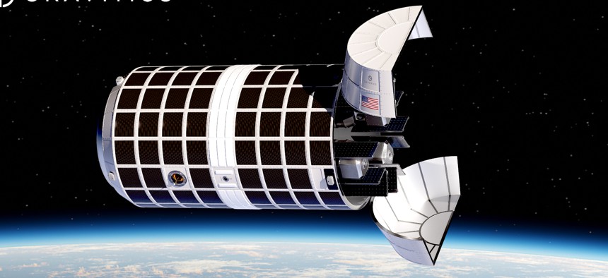 Artist's conception of an orbital satellite carrier.