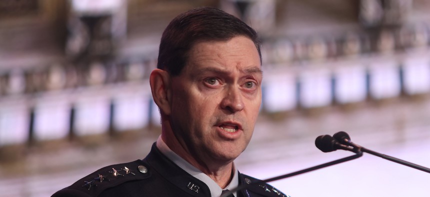 Gen. Chance Saltzman speaks at the Space Symposium in Colorado Springs, Colo.
