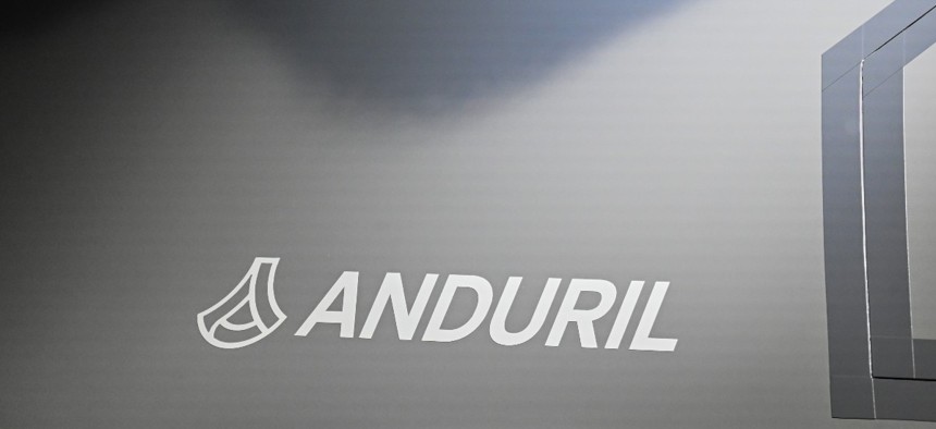 Anduril's logo on display at the Defence and Aerospace Expo and Congress in March.